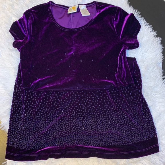 Velvet purple kids formal dress with cute beads - Picture 7 of 10